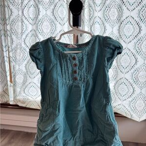 Boden Teal Short-Sleeve Pintuck Tunic